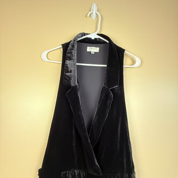 Anthropologie Harlyn Silk-Velvet Tuxedo Jumpsuit – Black Sz SP - Picture 12 of 13